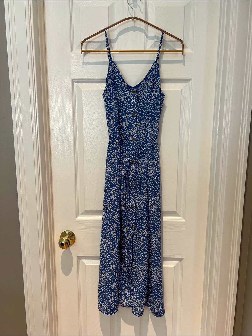 Sienna Sky Blue Floral Midi Button-Front Dress